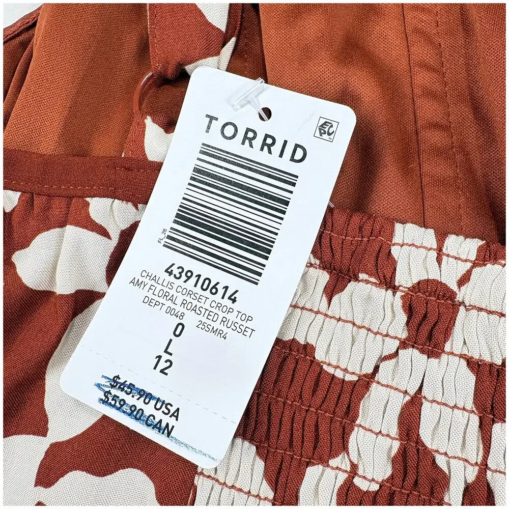 Torrid Corset & Wide Leg Pant Set NWT Size 0 L 12 Amy Floral Roasted Russet Boho - Picture 11 of 12